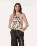 Top | Satin Viscose Stretch | Wakaba Dessin | Blossom Branch